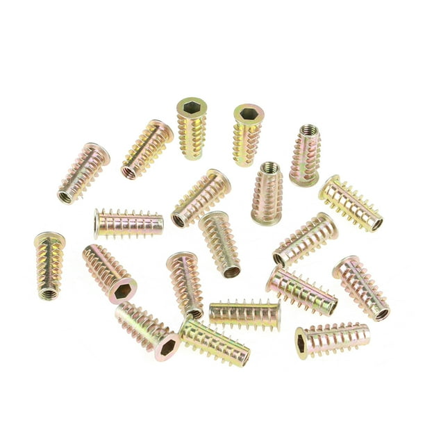 20Pcs M625mm Zinc Alloy Hex Drive Head Furniture Nuts Threaded Insert for Wood Insert 20Pcs M625mm Zinc Alloy Hex Drive Head Furniture Nuts Threaded Insert for Wood Insert